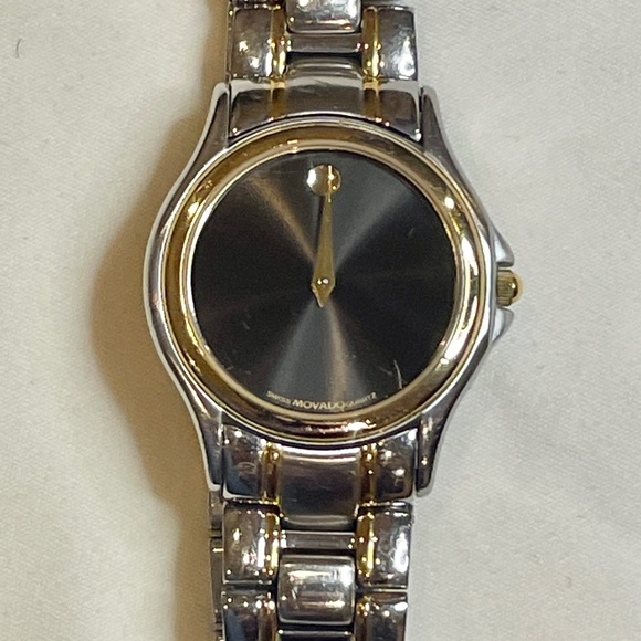 Movado Quartz Black Dial Two-tone Ladies Watch